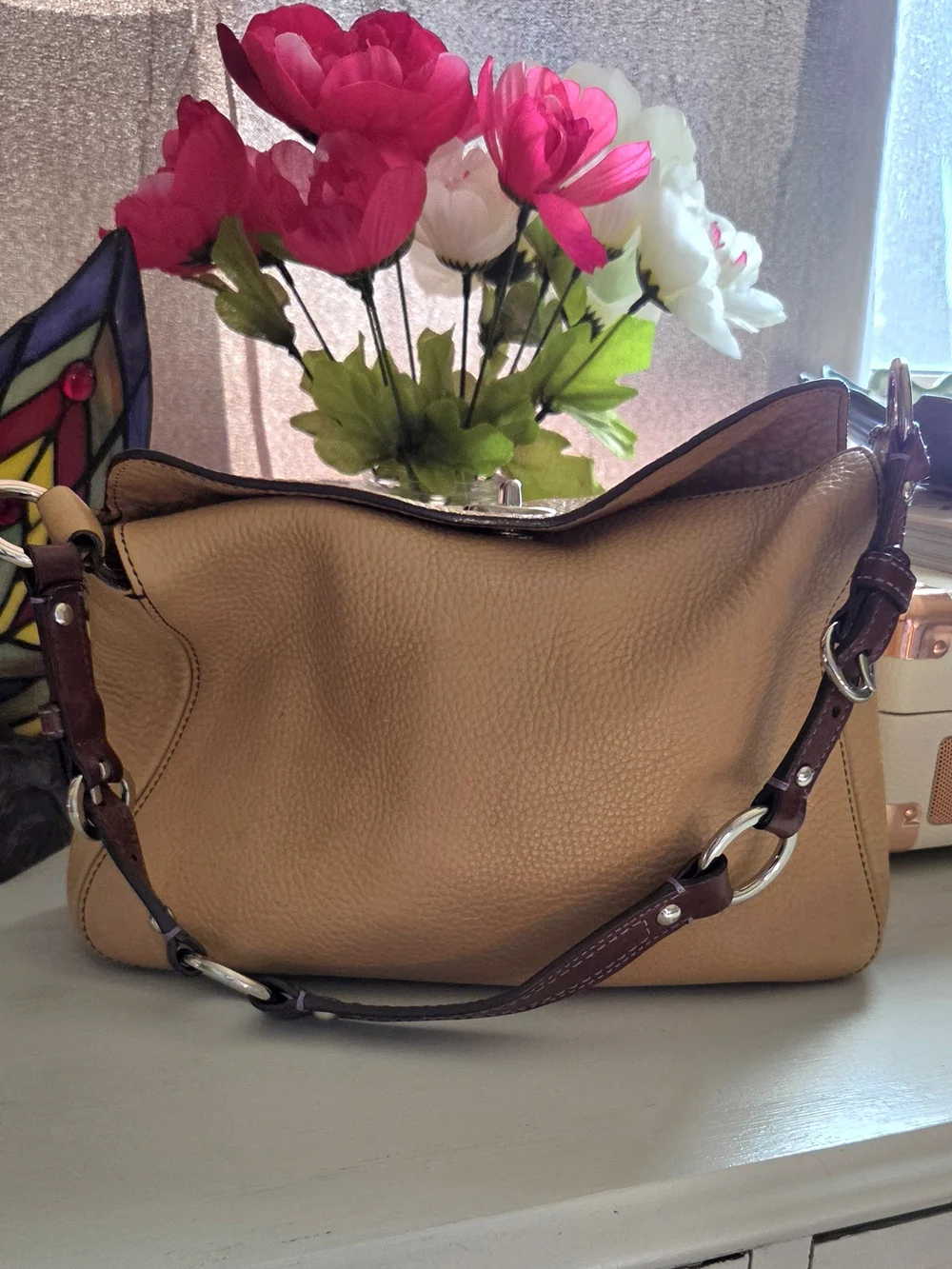 Coach Pebbled Leather Shoulder Bag in Tan - Picture 2 of 12